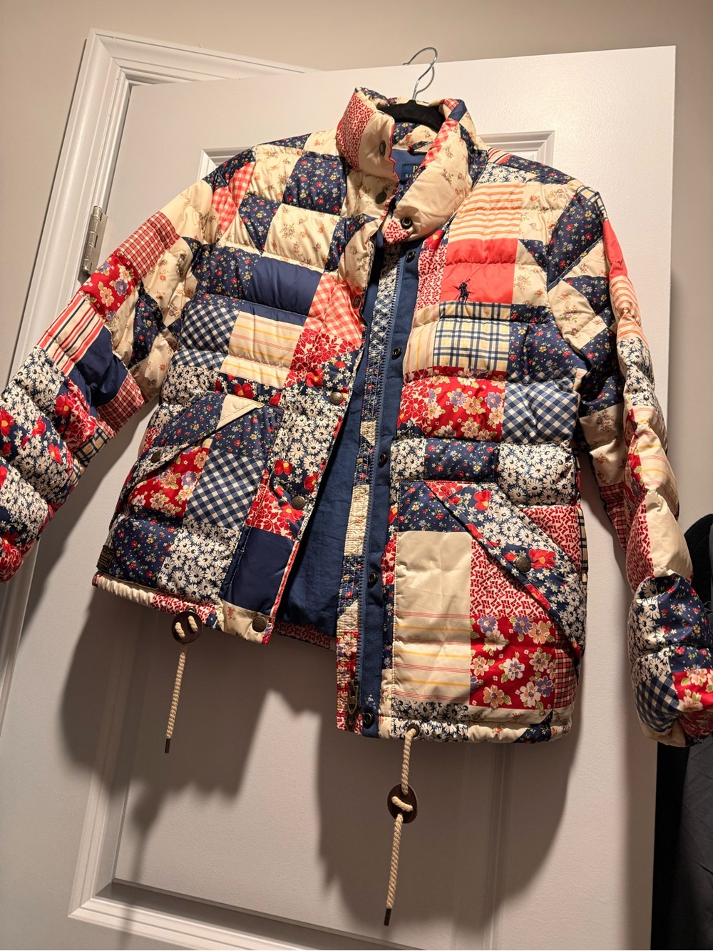 Polo Ralph Lauren Patchwork Quilted Puffer Jacket - Red, Navy & Cream